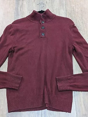 Banana Republic Sweater Mens Small Maroon Long Sleeve Pullover 1/4 Button • $23.99