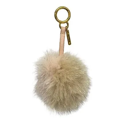 FENDI Pink Beige Fur Bag Charm Key Ring Keychain W/Box Pouch • $239.80