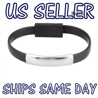 NEW Micro USB To USB Cable Bracelet Charger Data Sync Cord Wristband Black • $4.90