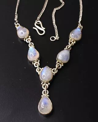 Vintage Sterling Silver 925 Moonstone Necklace • $69