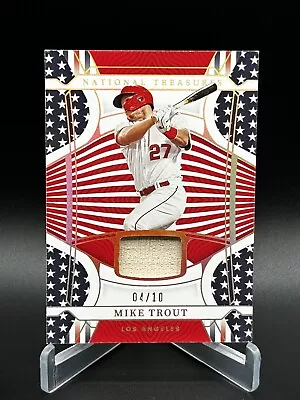 2022 National Treasures RED WHITE & BLUE MIKE TROUT BAT RELIC #5/10 Angels SD • $16.50