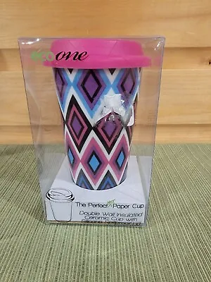 Eco One The Perfect Not Paper Cup Insulated Ceramic Cup Silicone Spillproof Lid • $10.99