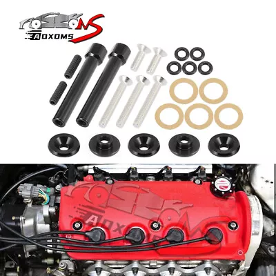 JDM Engine Valve Cover Washer Seal Bolt Nut Kit Black For Honda Civic D15 D16 • $12.99