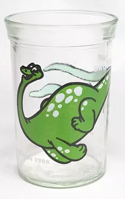 Vintage 1988 Welch’s Jelly Jar Juice Glass Green Dinosaur Brontosaurus 4” • $6.85