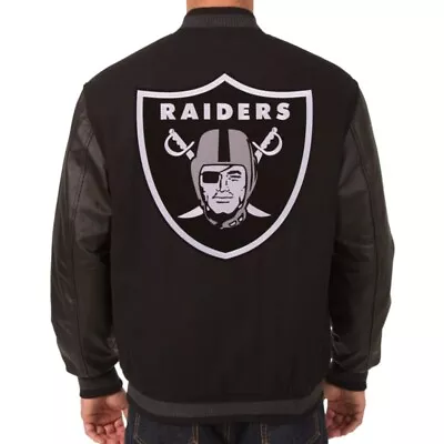 Letterman NFL Oakland Las Vegas Raiders Wool Varsity Jacket With Leather Sleeves • $119.99