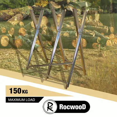 Saw Horse Log Holder Heavy Duty Chainsaw Metal RocwooD Sawing Serrated 150KG • £23.99