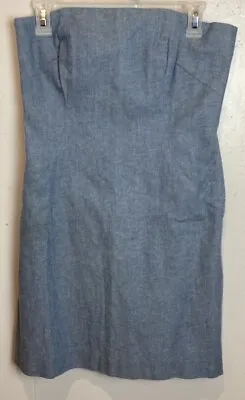 Soshanna Dress Size 8 Blue Denim Stretch Jean Strapless Lined Short Above Knee • $24.88