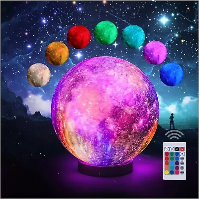 Moon Lamp LOGROTATE 16 Colors LED Night Light 3D Printing Moon Light With Stand • $19.99