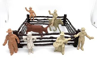 Vintage 1950s Marx Western Ranch Playset Chubby Cowboys Horse Steer Fences X12 • $29.99