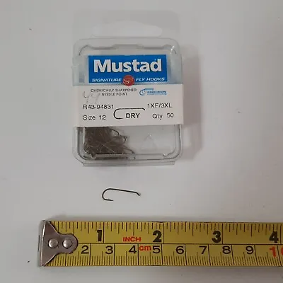 Box Of 49 Mustad #43-94831 Size 12 Dry Fly Tying Hooks Code 7 • $5.99