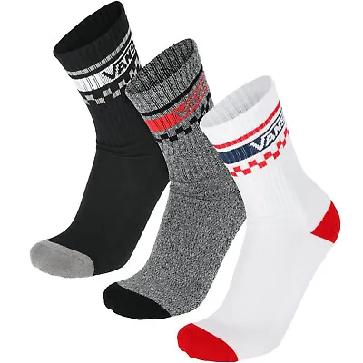 Vans Mens University 3 Pack Casual Sports Cushioned Crew Socks - White - 8-12 UK • $48.35