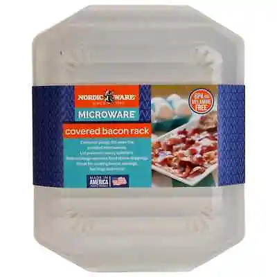 Mess Free Microwave Covered Bacon Rack With Lid 7.6  X 8.8  White & Clear • $6.27