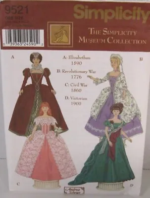 Simplicity 9521 Museum Collection Barbie 11 1/2  COSTUME Patterns • $9.50