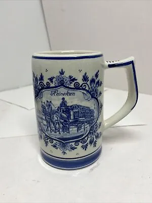 Vintage Heineken 16oz Beer Stein Delft Blue Hand Painted  Made In Holland • $9.99