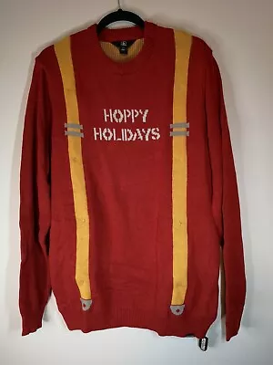 Volcom Drip Red Suspenders Light Up Ugly Christmas Sweater Mens's Size Large • $49.99