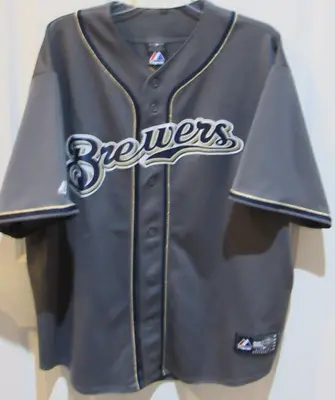 Milwaukee Brewers MLB Baseball Jersey Size Men's 2XL Majestic Gray Sewn • $29.99