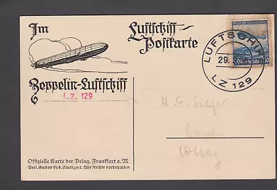 Germany Zeppelin LZ129 50pf Luftschiff Circle Cancel 1936 To Lorch Wittenberg • £25