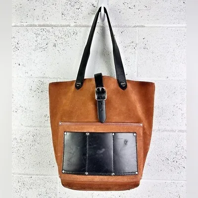 Alexander Wang Mason Leather Trimmed Suede Tote Bag Brown Black Large • $359.10