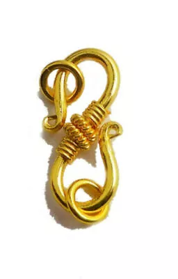 8 Pcs 25x12mm Bali S Hook Clasp 18k Gold Plated Necklace Making • $6.99