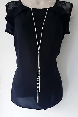 Stunning 30  Long Silver Tone Knotted Lariat Chain & Tassel Pendant Necklace * • £5.99