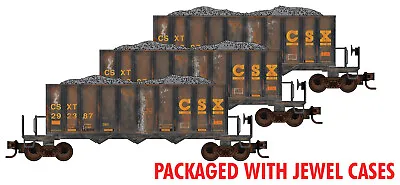 Micro-Trains MTL N-Scale CSX Rock Train Aggregate Hoppers Weathered 3-Pack Black • $97.19