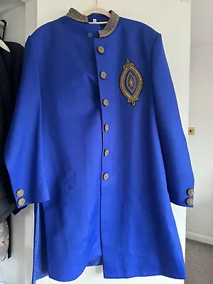 Royal Blue Kurta Pyjama Indian Suit Sherwani Mens • £25