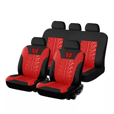 9Pcs Red/Black Seat Covers Protector Set For 5-Seats Car Butterfly Embroidery • $47.60