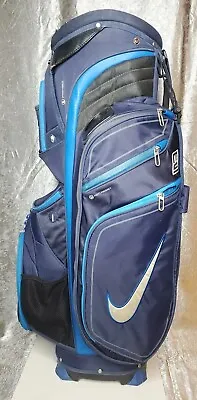 Nike E9 Golf Cart Bag 14 Way Club Dividers Black Blue Shoulder Strap • $89.39