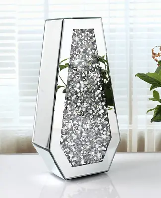 £44.99 • Buy Crushed Diamond Flower Vase Mirrored Stunning Sparkle Bling Vase 40cm Modern