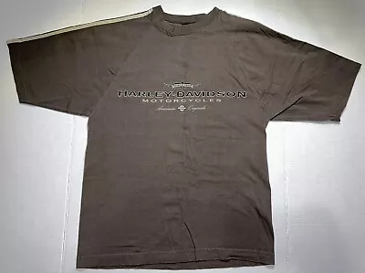 Harley Davidson Men Medium T Shirt Brown Striped Motorcycle Pittsburgh PA • $18.04