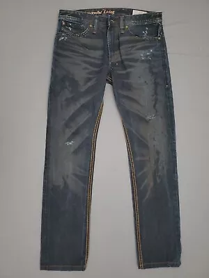 Diesel Jeans Mens 27X30 Shioner Slim Skinny 0824Y Cow Hide Leather Application • $57.74