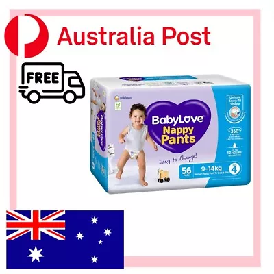 NEW Babylove Nappy Pants Size 4 (9-14Kg)- 112 Pieces (2 X 56 Pack) Free Shipping • $63.99