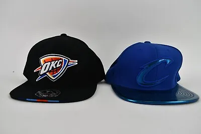 NBA Mitchell & Ness Basketball Hats Lot Of 2 Fitted 7 5/8 OKC Snapback Cavaliers • $19.99