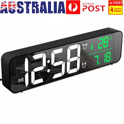 $25.92 • Buy Digital Alarm Clock With Temperature Date Calendar LED Mirror Bedside Clock AU