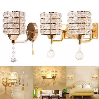 Modern Decorative Crystal Wall Sconce Lamp Light For Living Room Bedroom Hallway • $19.99