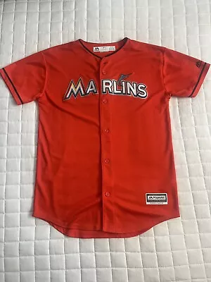 Majestic Miami Marlins Giancarlo Stanton Orange Stitched Jersey Youth XL • $19.99