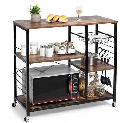 Rolling Industrial Kitchen Baker's Rack Kitchen Island Utility Storage Shelf • $109.95