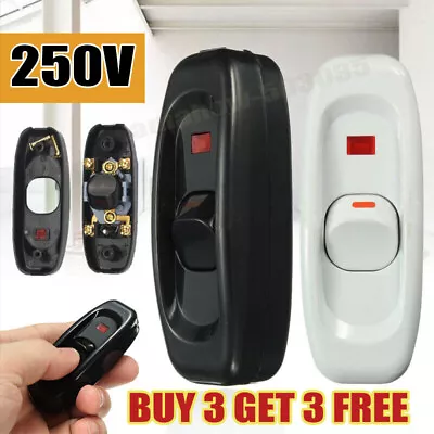 3+3 PCS 240V 10A Inline ON/OFF Button Table Lamps Desk Light Cord Cable Switch ~ • £3.27