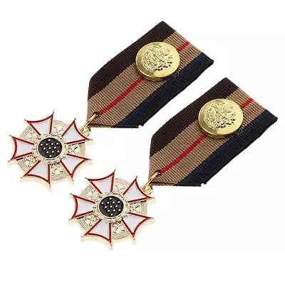 2x Medal Badge Charms Brooch Fancy Dress Costume Cosplay Uniform Corsage • £5.62