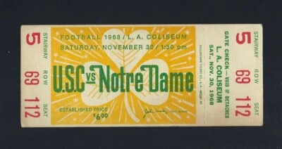 $59 • Buy O.j. Simpson Heisman - 1968 Notre Dame Fighting Irish @ Usc Trojans Full Ticket