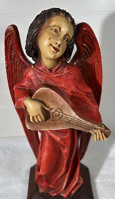 RARE VTG 1972 Multicolor Universal Statuary Angel Playing Lute #207. Signed 17  • $60