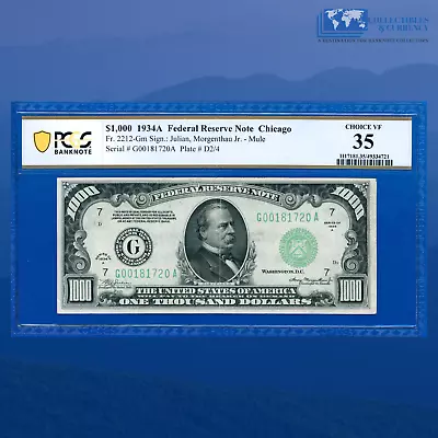 Fr.2212-G 1934A $1000 One Thousand Dollars FRN Chicago PCGS Choice VF 35 #81720 • $4199.55