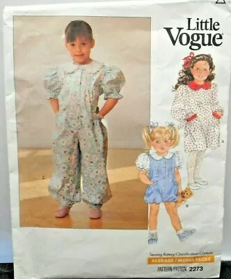 Little Vogue Sewing Pattern 2273 Toddler/Child Girls Dress & Jumpsuit Sz 5 Uncut • $6.74