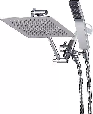 Chrome All Metal Square Shower Head Combo 8  Rain Shower Head Handheld Shower  • $42.98