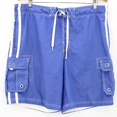 Vintage OP Ocean Pacific Shorts Mens Blue Drawstring Surfing Beach Size M Y2k • $16.24