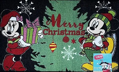 Disney Mickey Mouse Minnie Merry Christmas Santa Hat Mat Rug 20”x32” Gifts NEW • $28.99