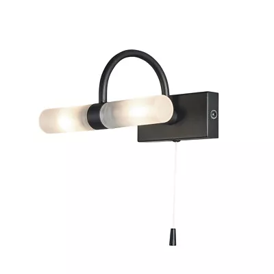 Litecraft Crista Wall Light Bathroom 2 Arm With Pull Switch - Satin Black        • £34.99