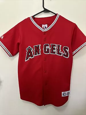 Majestic LOS ANGELES ANGELS Jersey SIZE Medium YOUTH ( 10-12) Red Stitched • $19.99