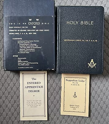 Vintage Free Masons Holy Bible Book Oxford Masonic #33 Box NY 1958 W/ Box Y • $34.99