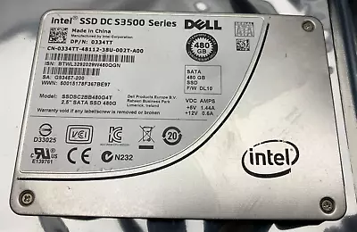 Dell Intel DC S3500 Series SSDSC3BB480G4T 0334TT 480GB MLC 6Gb/s 2.5  SATA SSD • $47.99